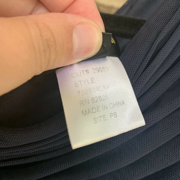 Tadashi Shoji Dress Mesh Indigo Size PS draped - Picture 6 of 7